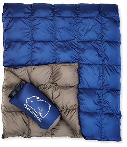 The Big Blue Mtn Lightweight Puffy Camping Blanket for Hiking, Backpacking, Hammock, Tent, Stadium, Travel (Navy Gray, 78