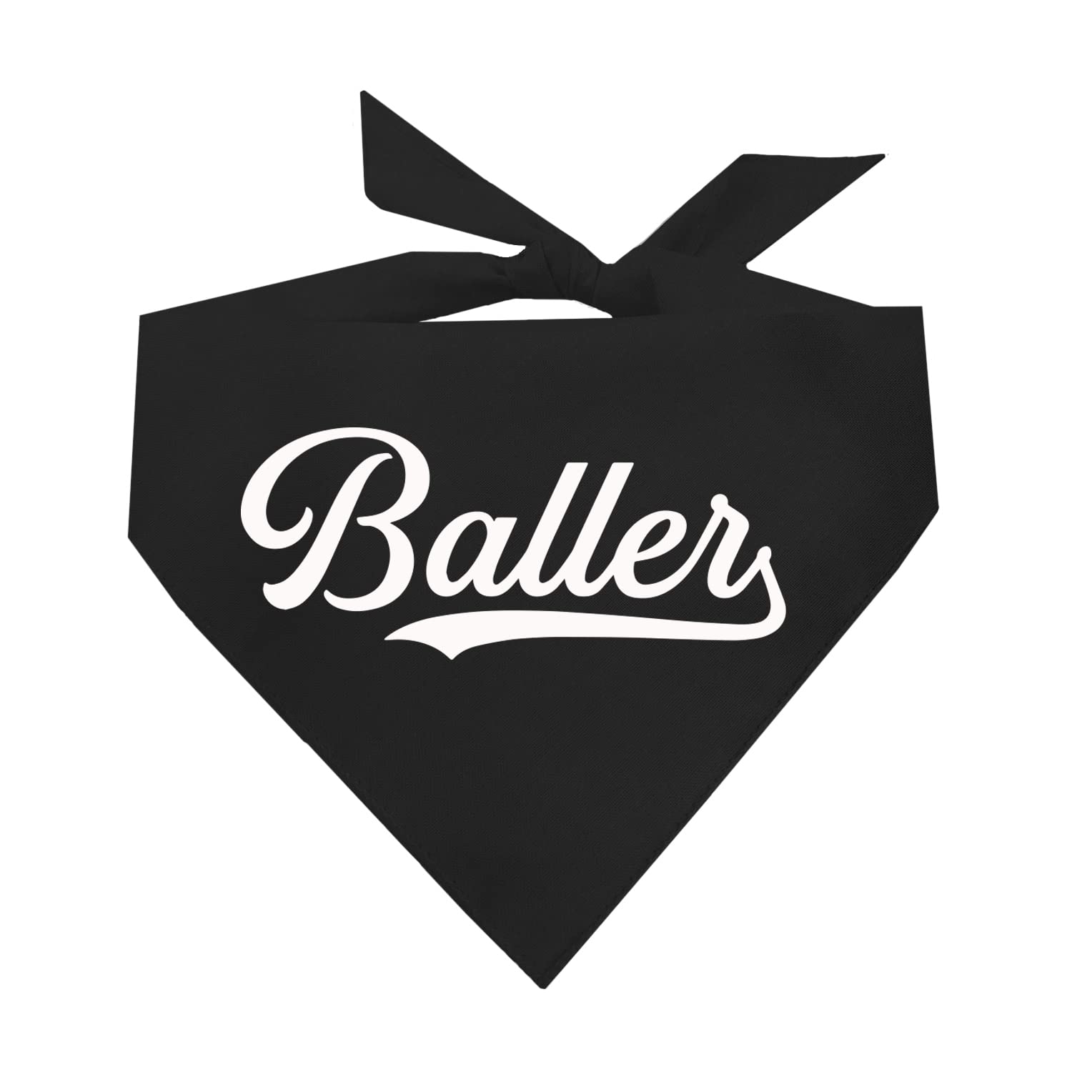 Baller Dog Bandana | 100% Cotton Adjustable Triangle | Made in USA | Sports | Biggest Fan | Game Day | Black, X-Small (1053)