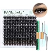 Boahankuke Mink Lash Clusters Kit Fluffy Lash Extension Kit Brown Cluster Lashes Thick Eyelash Cl...