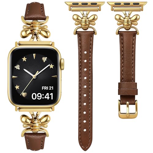 Wearlizer Slim Leather Band Compatible with Apple Watch Bands for