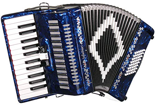 SofiaMari SM2648 Accordion Package: 26 Key, 48 Bass Piano Accordion, Trolly Case and Leather Straps...
