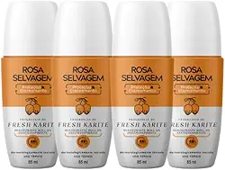 Kit 4 Desodorantes Roll-on Clareador Rosa Selvagem Karite 85ml