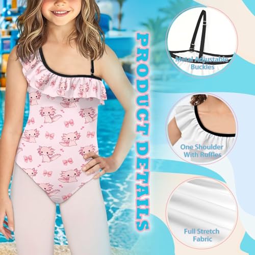 Image of Girls Swimsuit One Piece Ruffle Swimsuit Non-Slip Straps UPF 50+ for Girls Size 3-14 Years