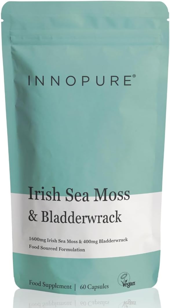 INNOPURE Irish Sea Moss & Bladderwrack Capsules - Natural Iodine Supplement, Ethically Sourced SeaMoss - Non GMO, 60 Vegan Capsules, UK Made