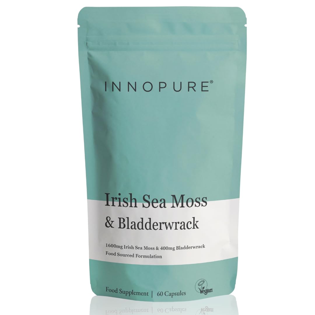 INNOPURE Irish Sea Moss & Bladderwrack Capsules - Natural Iodine Supplement, Ethically Sourced SeaMoss - Non GMO, 60 Vegan Capsules, UK Made