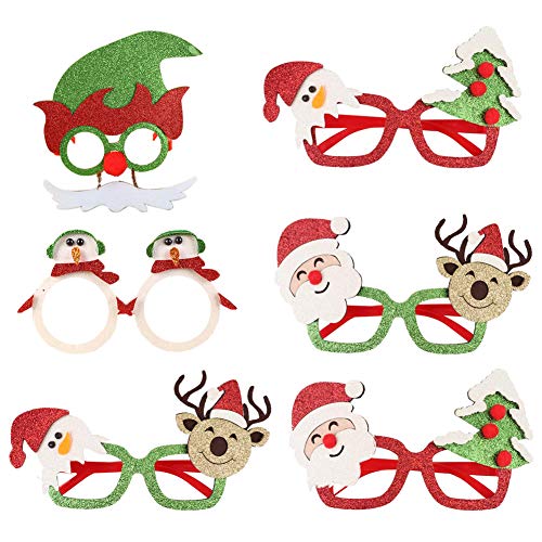 INTVN Gafas de Navidad, 6 Piezas Gafas de árbol de Navidad Gafas Divertidas Creativas Navidad Gafas de Disfraces Accesorio de Fiesta Decoración Navidad, para Niños y Adultos Fiesta de Navidad