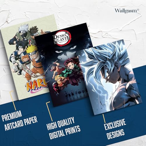 Image of Wallgasm Anime Wall Collage Kit - Set of 30, 10cm x 15cm 300 GSM Posters | Dragon Ball Z, Naruto, Death Note, One Piece, Attack on titans | Aesthetic wall decor | Posters For Room Decoration Anime