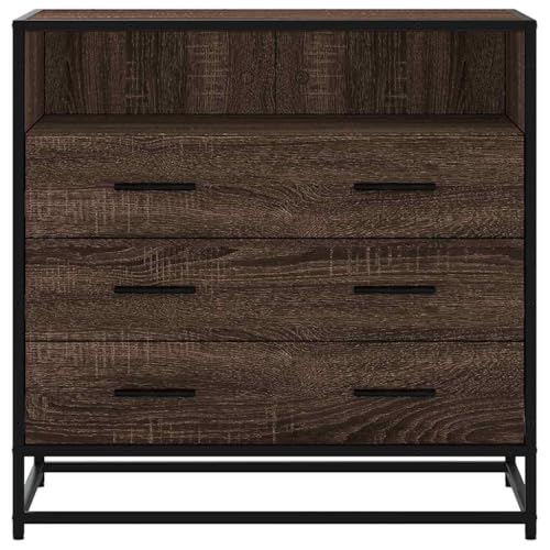 Structure en métal armoire marron 3 tiroirs aspect chêne uni - 4