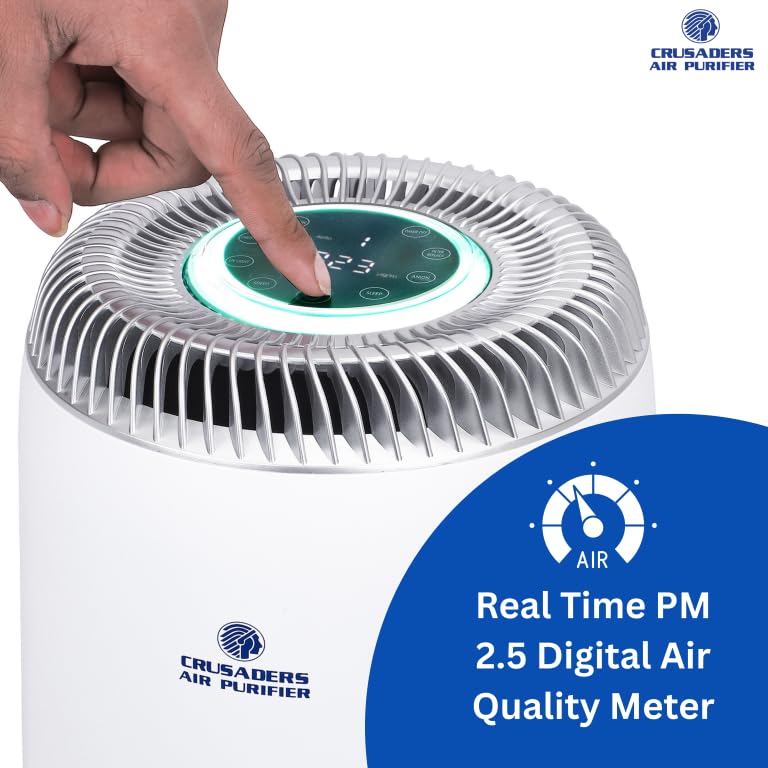 Image of Crusaders XJ-3500H Smart Air Purifier for Home & Office | HEPA, Plasmacluster, PM2.5 Indicator, Auto Mode, Deodorizing Filter, Touch Panel | 6-Stage Filtration for Medium Rooms