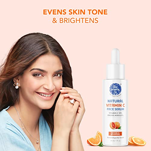 Image of The Moms Co. Natural Vitamin C Face Serum for Face Glowing with Vitamin C for a Naturally Brighter and Even Toned Skin l 10 percent Vitamin C l 30 ml