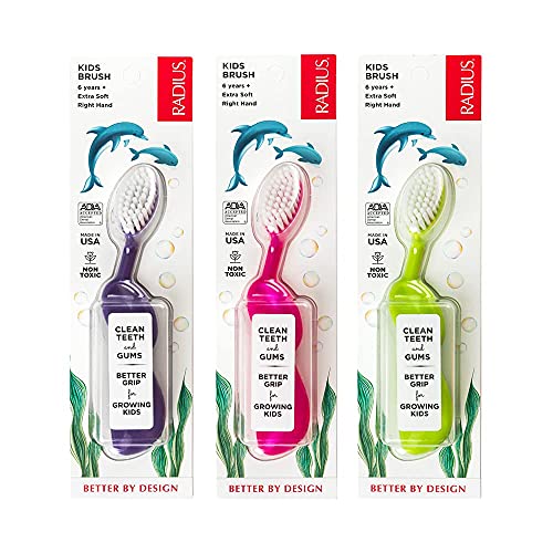 RADIUS Kidz Toothbrush Children's Right Hand BPA Free ADA Accepted Designed to Clean Teeth & Gums...