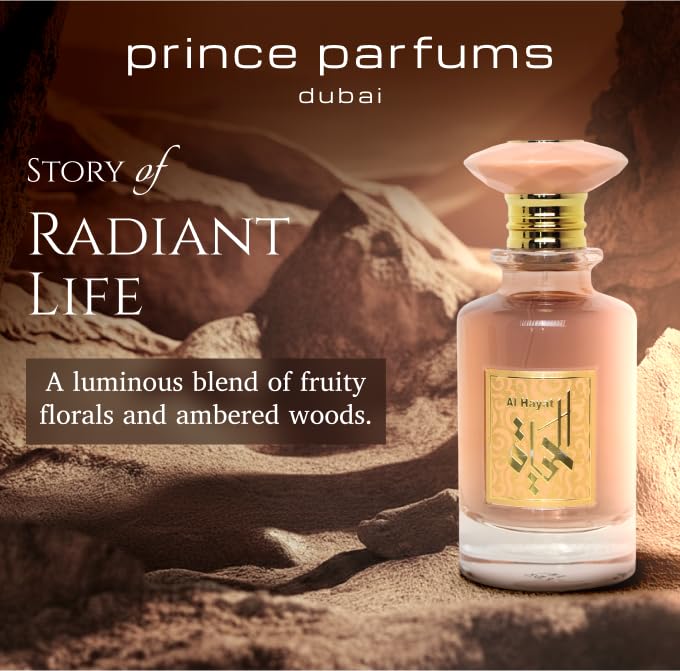 Prince Parfums Dubai – Al Hayat – 3.4 Ounces – Radiant Women’s Eau de Parfum – Fruity Florals with Jasmine & Amber – Essence of Life, Femininity & Beauty - Image 2