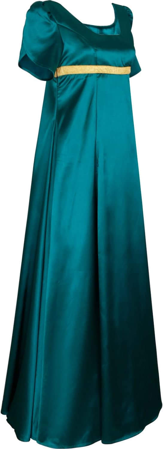 Satin Regency Dresses Vintage Ball Gown Victorian Empire Waist Dress for Women