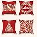 Zestaw 4 poszewek na poduszki 60 x 60 cm, czerwone świąteczne dekoracyjne poszewki na poduszki z niewidocznym zamkiem błyskawicznym, kwadratowe poszewki na poduszki do salonu, na sofę, kanapę, łóżko, 60 x 60 cm