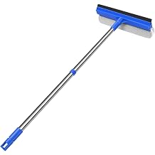 Window Squeegee with 18.5"-28.5" Retractable Handle, 2-in-1 Squeegee for Window Cleaning Tool for Cars, Trucks, Glass Doors, Shower, Outdoor Windows Window Cleaner Blue