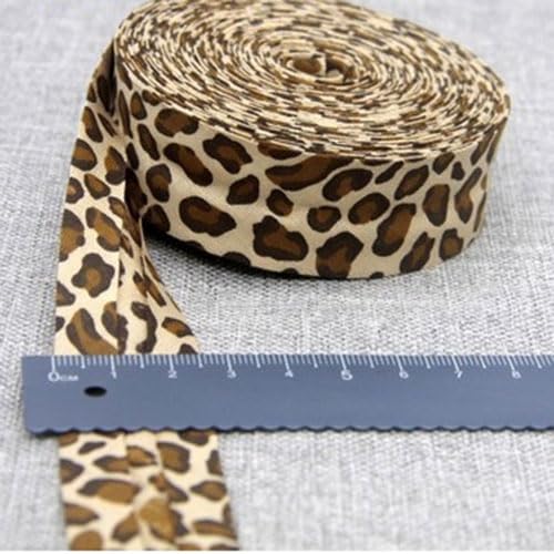 100% Cotton Floral Bias Binding Tape 25mm Patterned Bunting Tape Wide 47 Colors 1 inch (Leopard Brown, 10 metre)