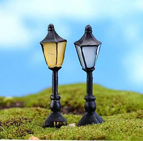 ohofy Miniature Resin Garden Fairy Ornament Retro Streetlight Set