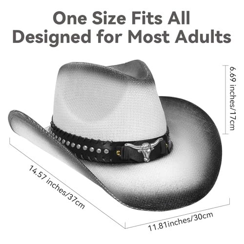 Image of WQWOVRVO Cowboy Hat,Cowgirl Hat,Western Cowboy Hats for Women /Mens /Straw Wide with Shapeable Brim Cowboy Hat for Womens