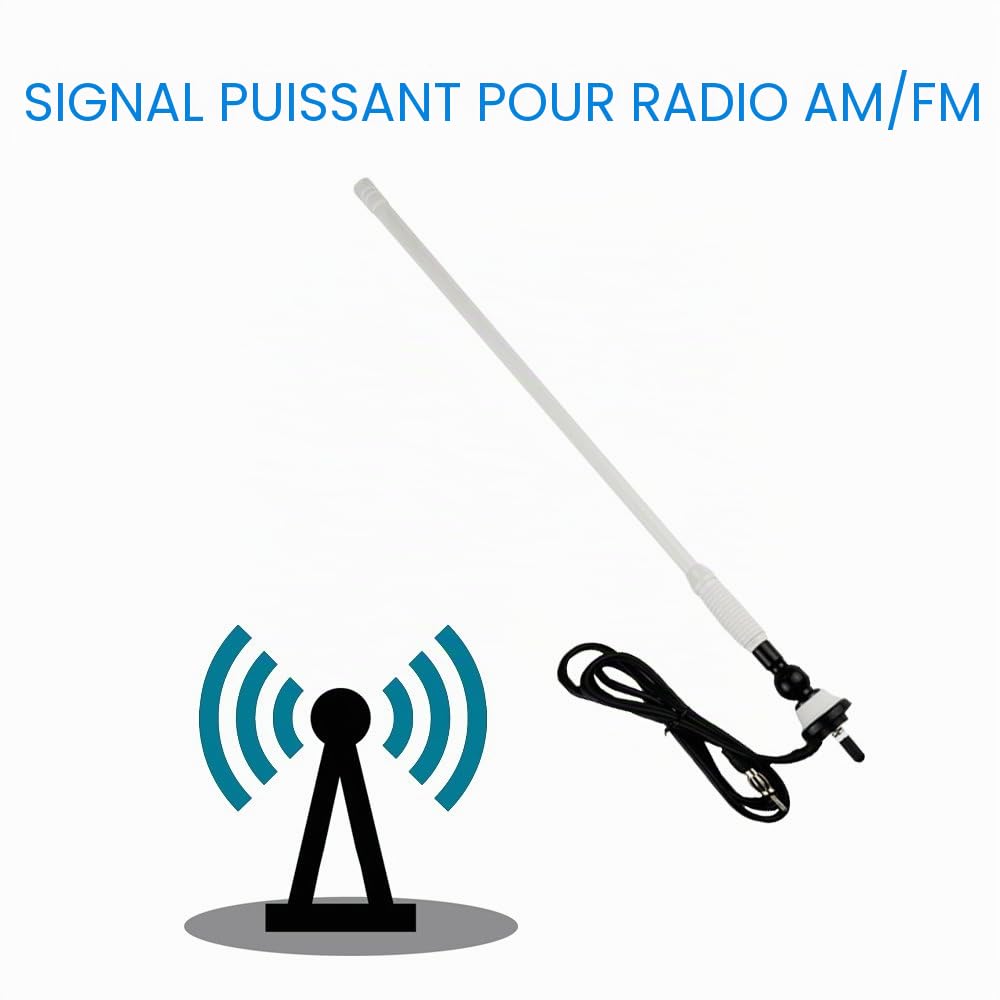Antenne radio étanche AM FM, antenne marine IP66, Récepteur voiture, caoutchouc flexible. Antenne pour voiture, camion, bateau, quad, SSV, yacht et camping-car