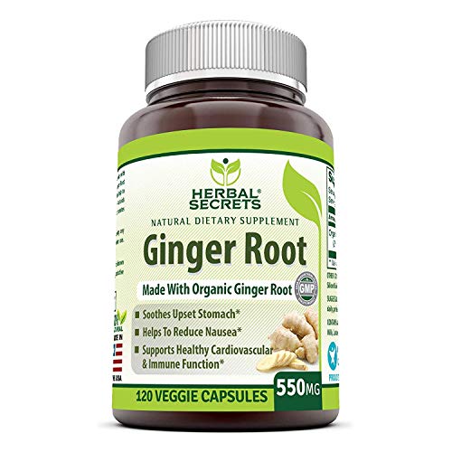 Herbal Secrets Ginger Root Supplement - 550 mg Capsules - Easy to Swallow Capsule (120 Veggie Capsules)