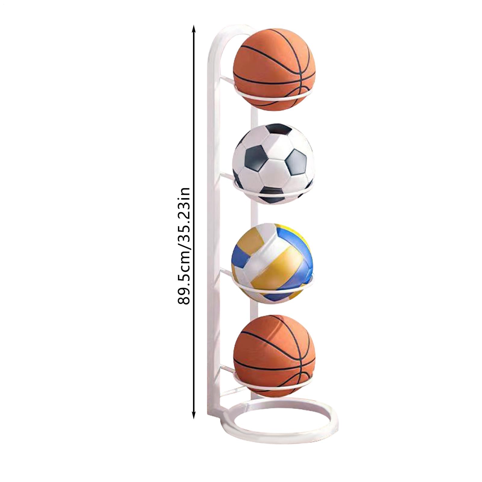 Verstellbarer Basketballständer mit 2/3/4/5 Ebenen, Metallständer für Garage, Fußball, Basketball, Volleyball und Rugby – Ball für einfachen Zugang