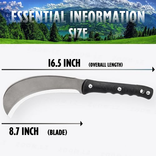 ZOOM.LZ Facão de Foice Billhook para Cortar Árvores Facões Resistentes, Faca de Facão de Aço Frio pa