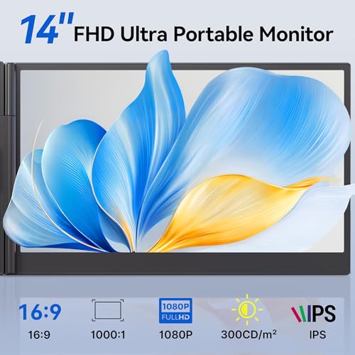 Image of Laptop Screen Extender Monitor - Ultra-Thin Dual 14 inch IPS FHD 1080P Extended Monitors for 13 inch-17 inch Laptops Type-C /HDMI /USB-A Compatible with Windows Mac Travel Work