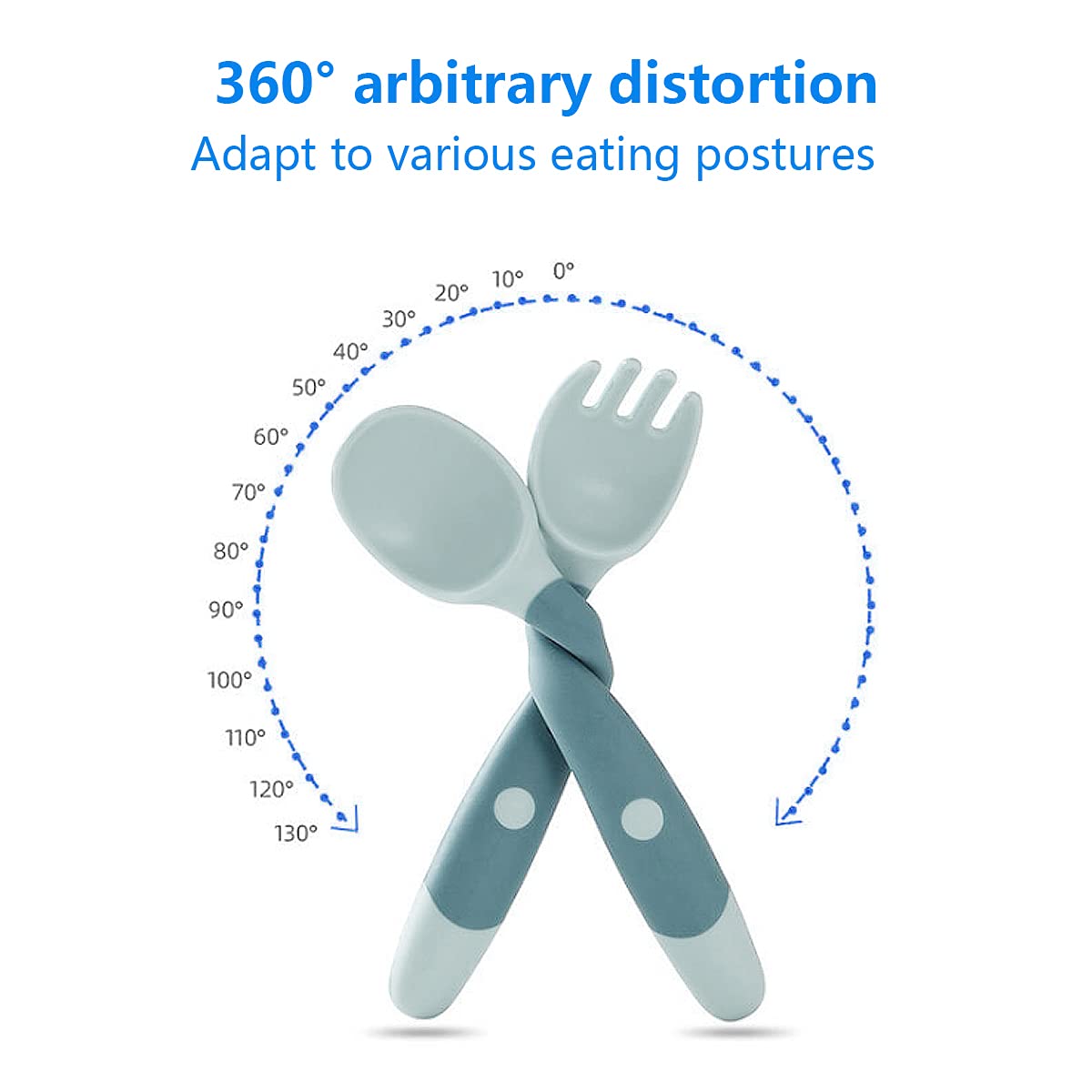 2 Piezas, Cubiertos de Cuchara y Tenedor de Polipropileno, Flexibles, Ergonómicos, Apto para Lavavajillas, para Entrenamiento de Alimentación Infantil