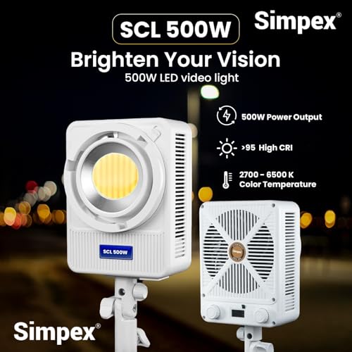 Image of SIMPEX SCL 500W Dual Colour Continuous LED Light with Bowens Mount 2700-6500 Color Temperature, 95 CRI and a Unique Design Fixture Commonly Used in Photography, Videography and Studio Productions