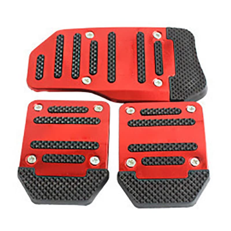 Car Foot Pedal Pad Cover, 3pcs Anti Slip Car Brake Pedal Pad Kit Accelerator Foot Pedal Cover Replacement for Manual Transmission (Red)
