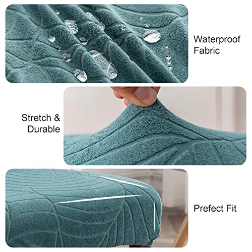 Housse de chaise extensible lavable et imperméable Genina jacquard bleu