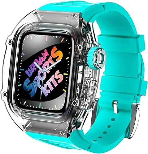 Kit modification bracelet de montre transparent Apple Watch 44mm 45mm en caoutchouc fluoré