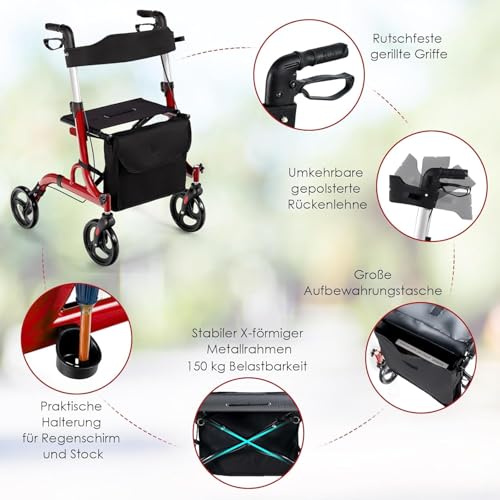 Déambulateur pliable léger transportable : aide à la marche hauteur réglable