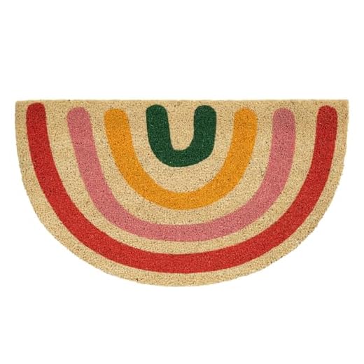Fisura – Felpudo Entrada casa “Arcoiris” de Coco con Base Antideslizante de PVC. Felpudo Exterior Original. Pintado a Mano. Medidas:70 cm x 40 cm 