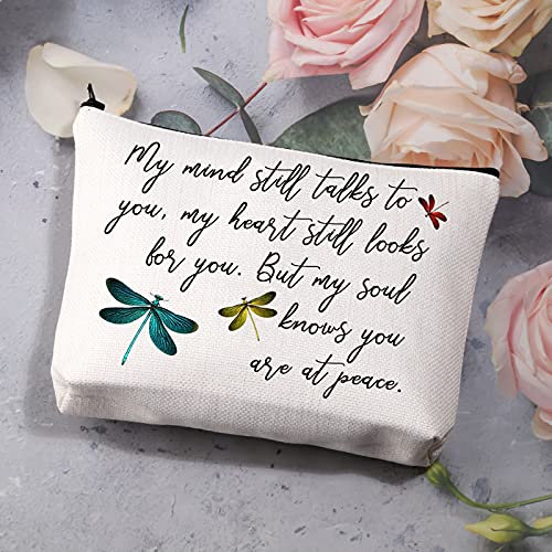 BDPWSS Dragonfly Travel Pouch - Memorial Gift - Sympathy - My Mind Still Talks To You - My Heart Still Looks For You - Cosmetic Makeup Bag (Dragonfly at Peace)3