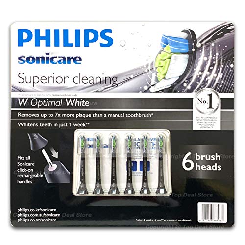 Philips Sonicare W Optimal White Electric toothbrush heads 6 Pack - Black