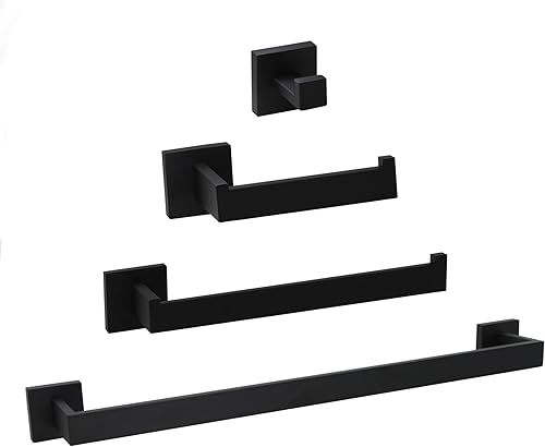 Juego de accesorios de baño de 4 piezas, incluye barra de toalla de 16 pulgadas, soporte para papel higiénico, toallero de mano, gancho para