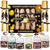 KreativeKraft Luxury Christmas Crackers, Pack of 6 Deluxe Xmas Crackers with Mini Scented Candles, Festive Seasonal Christmas Decor & Party Gifts (Gold Glass)
