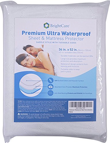 Saddle Style Absorbent Bed Pad With Tuck-In Sides (34 X 52 Inch) - Waterproof Washable 300X For Incontinence Tuckable Reusable Underpad Protection (Full, Queen) - Baby, Child, Adult - Sequoia Health #TOP6