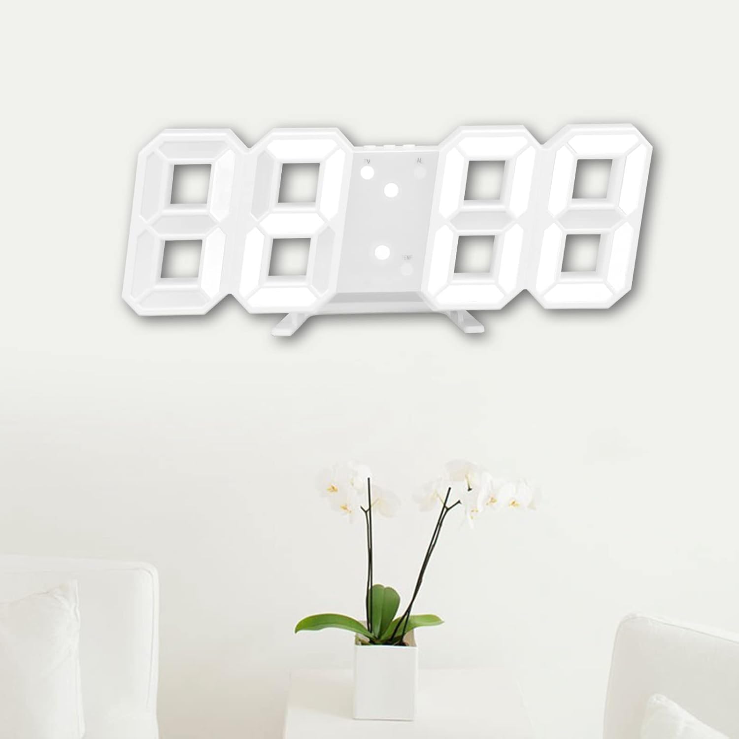 QIMIT 3D LED Digital Clock, Intelligent Voice Control Automatic Brightness Adjustment 3D Digital Clock Energy Saving for Living Room for Home (Multi Color No Clock), Plastic 3