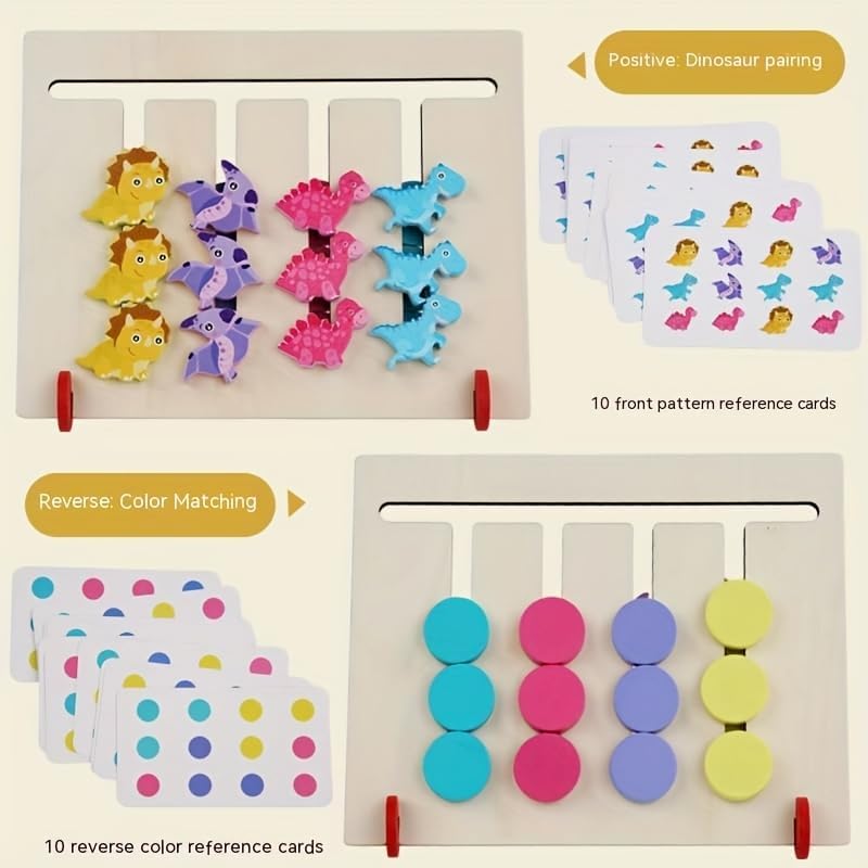 Image of Happy Hues Montessori Four-Color Game Intelligence Toy - Wooden Slide Puzzle for Toddlers,