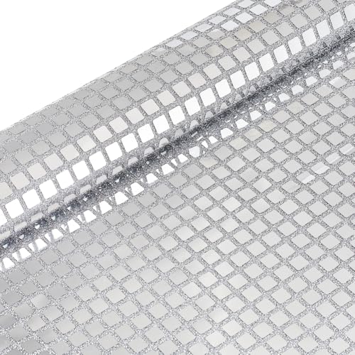 MAYJOYDIY 1 × 1,3 m - Argent métallisé - Boule disco - Tissu carré - Tulle à paillettes - Tissu de décoration de scène pour la couture, le bricolage, le costume de danse
