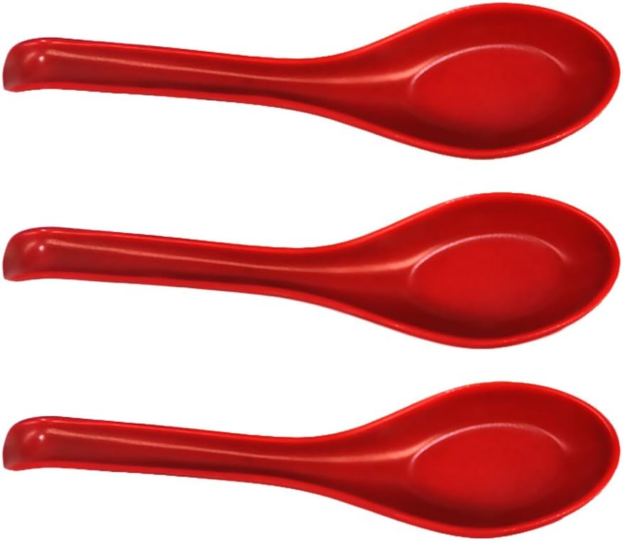 Bestomz 3 Pieces Dinner Spoon Chinese Soup Spoon Large Spoon with Long Handle