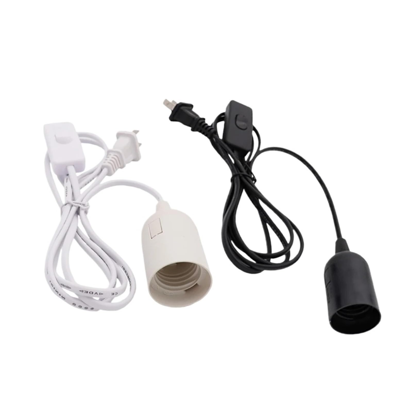 Portalámparas 10 unids/lote con cable de interruptor U + S E + U enchufes cabeza Droplight soportes de lámpara de tornillo grande for lámparas de ahorro de energía L + E + D(E14,Black U+S Plugs)