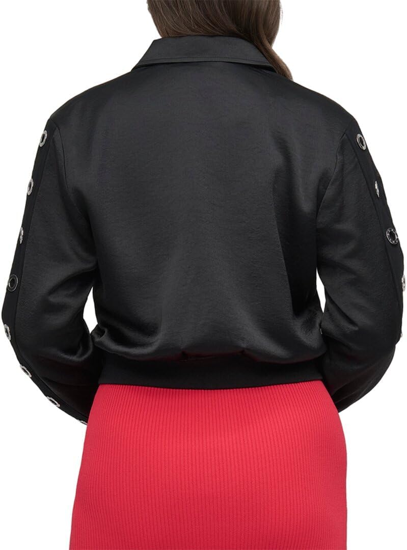 DKNY Womens Logo Bomber Jacket, Xs, Black - Image 2