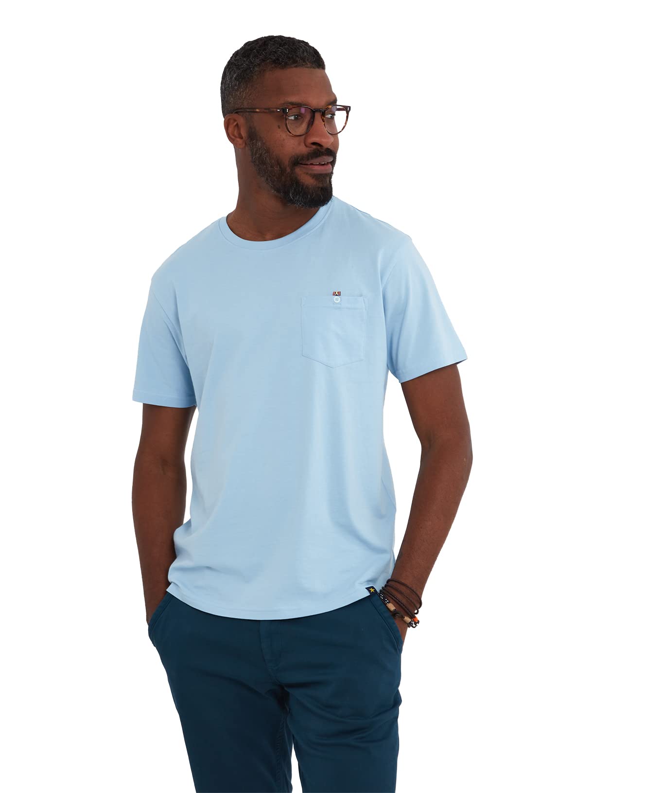 Joe Browns Men's Basic Chest Pocket Short Sleeve Crew Neck T-Shirt, Blue, M