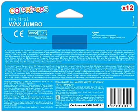 Maped 861311 Kredki Świecowe, Wielokolorowy, 12 Sztuk