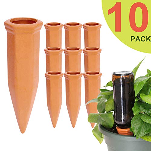 vensovo 10pcs Terracotta Watering Spikes - Automatic Self Watering Stakes, Plant Watering Devices