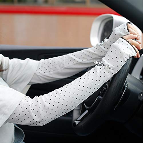 Gants de Protection Solaire Ensemble de Bras Respirant en Coton avec Protection Contre Les Rayons UV for Femmes (Color : White, Size : One Size) – vue 2