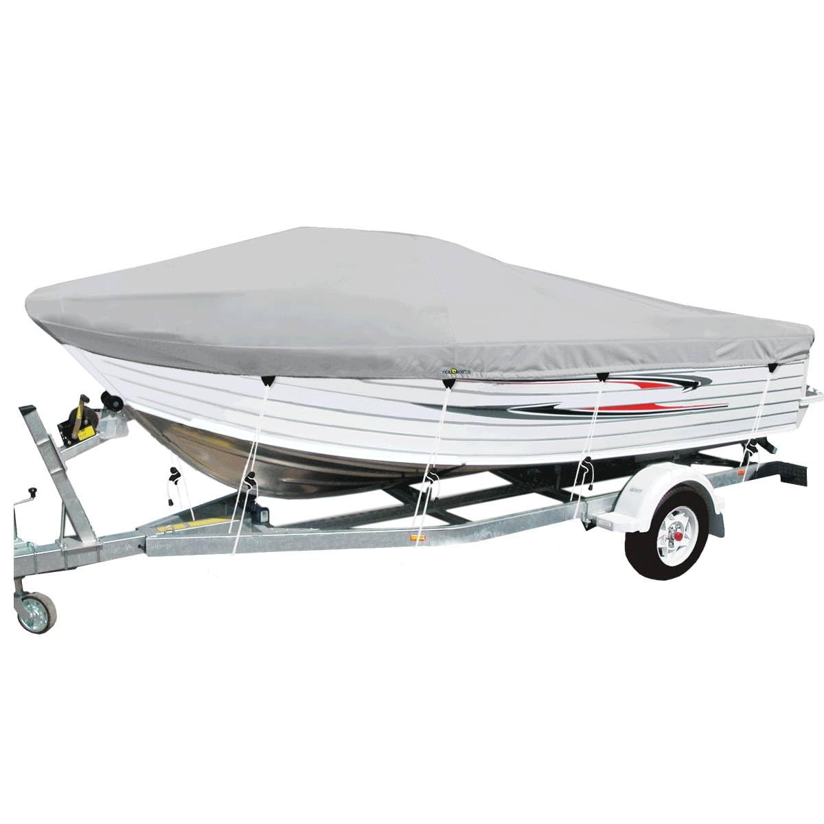 Oceansouth MA 203-7 Runabout Bootsabdeckung, Trailerbare Premium Bootsplane aus Atlas Marine-Gewebe, für Runabouts & V-Rumpf-Boote 4,3–4,5 m, max. Breite 2,05 m, Grau